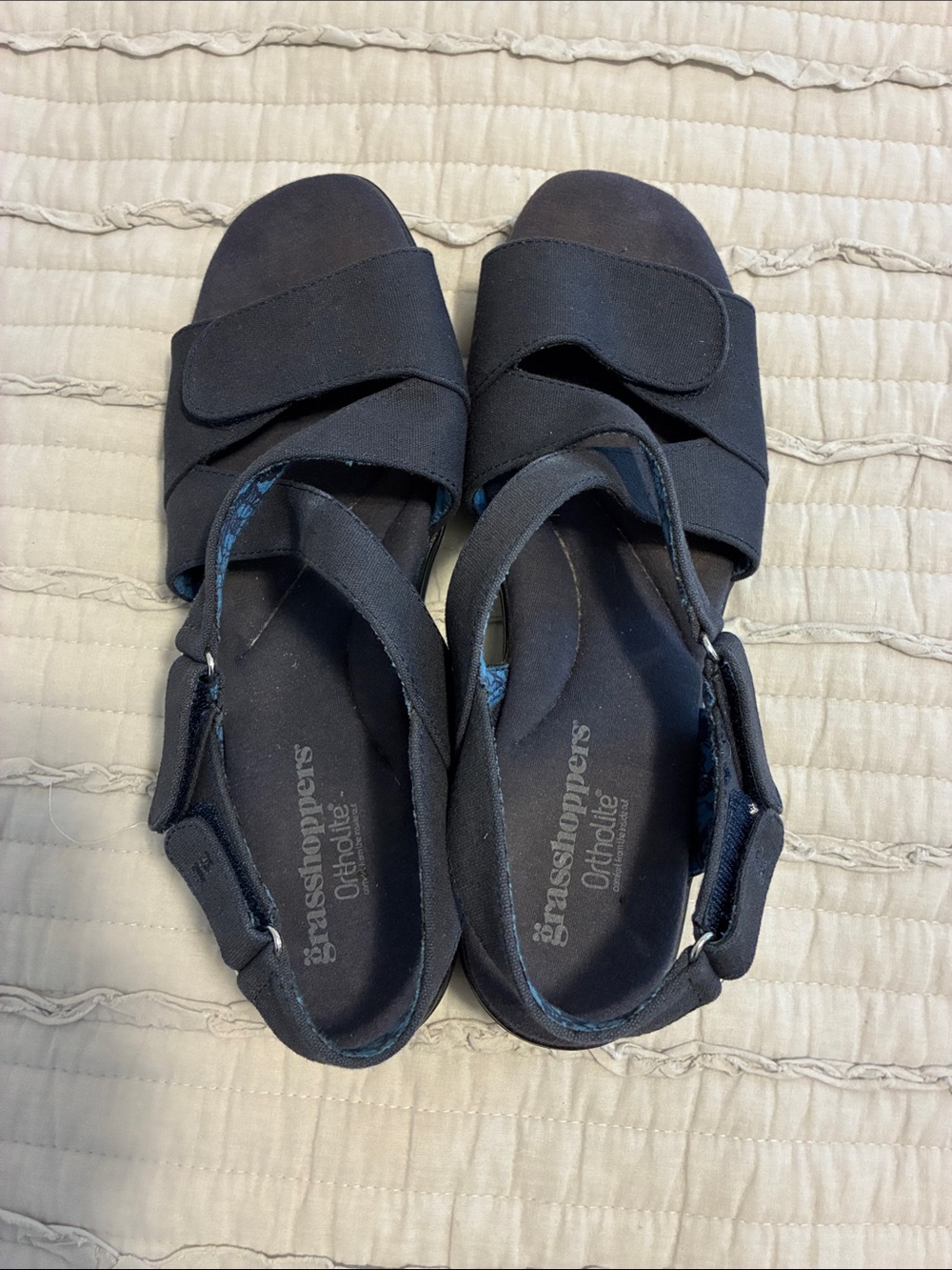 Grasshoppers Navy Blue Adjustable Sandals with Two Hook-and-Loop Straps